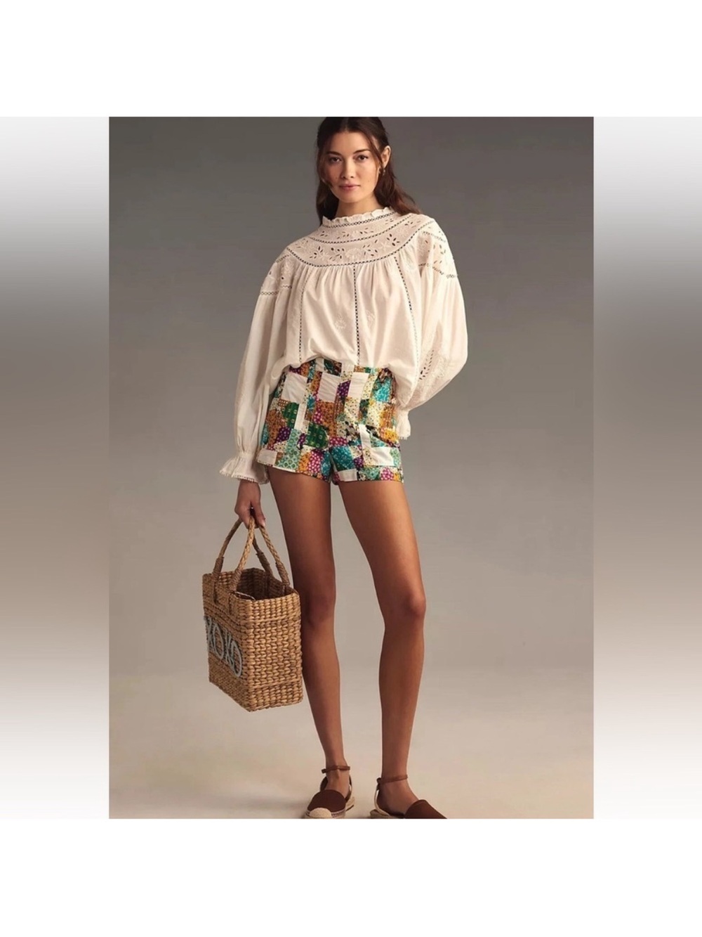 PILCRO Anthropologie The Kit High-Rise patchwork utility shorts size 26